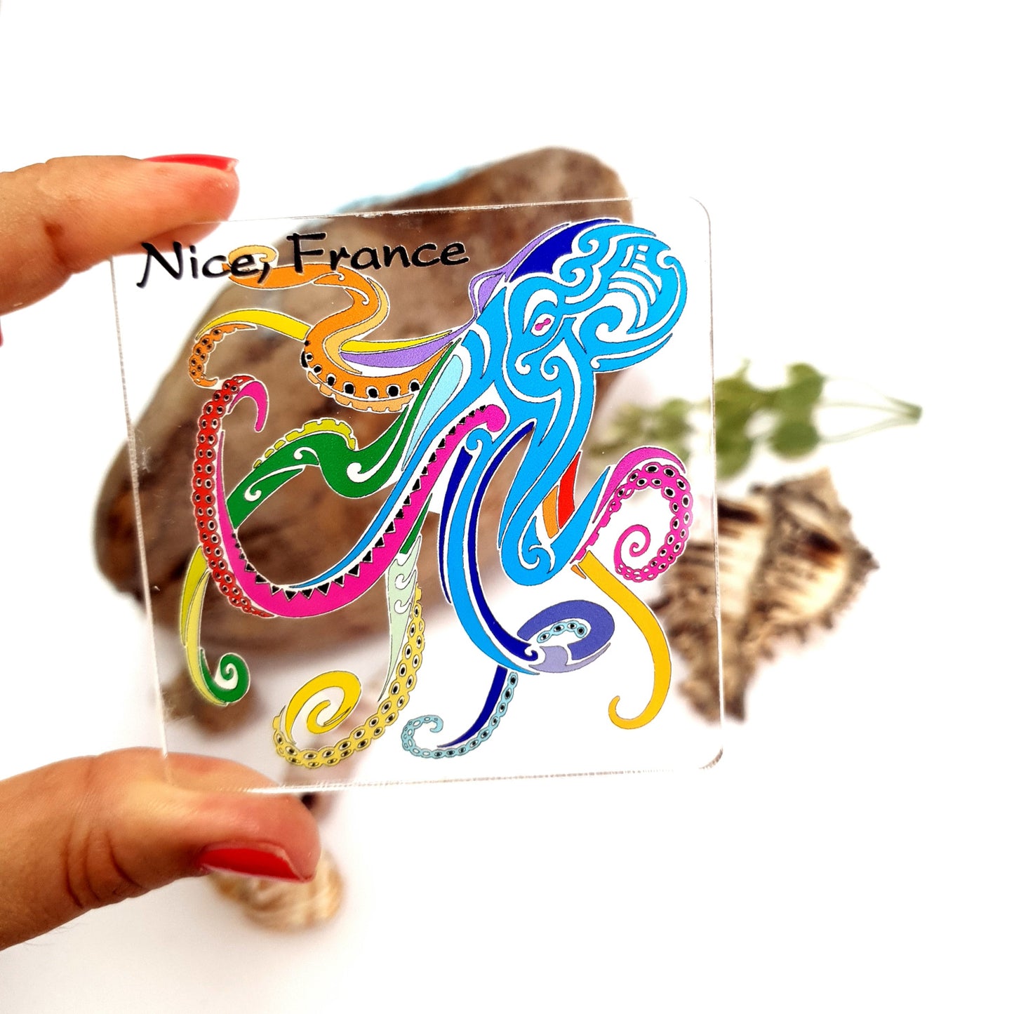 Watercolor Octopus Dive Acrylic Magnet
