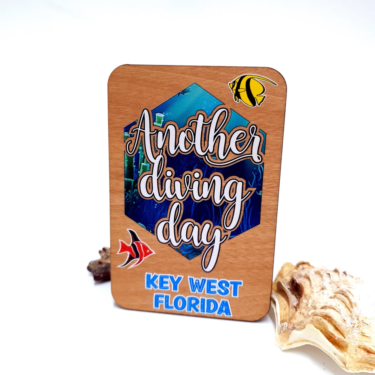 Another Diving Day Wooden Fridge Magnet