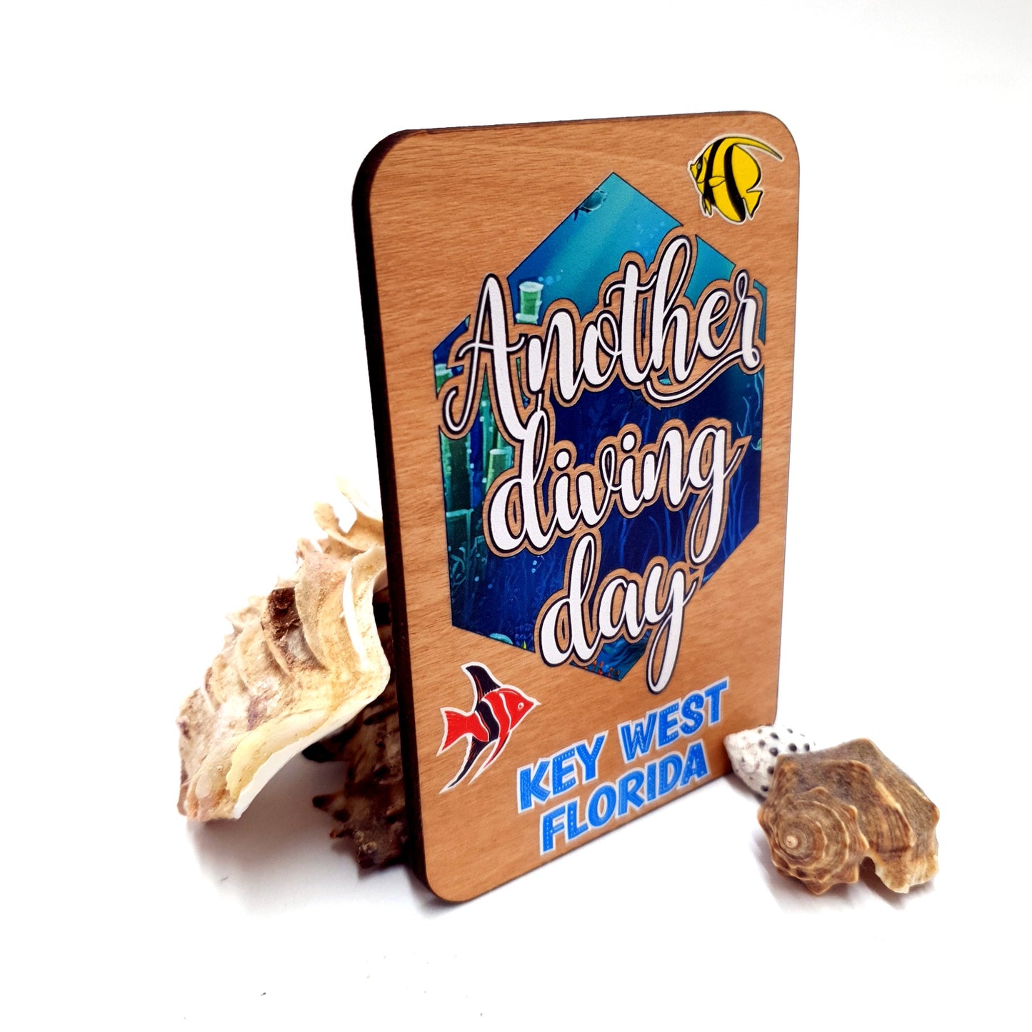 Another Diving Day Wooden Fridge Magnet