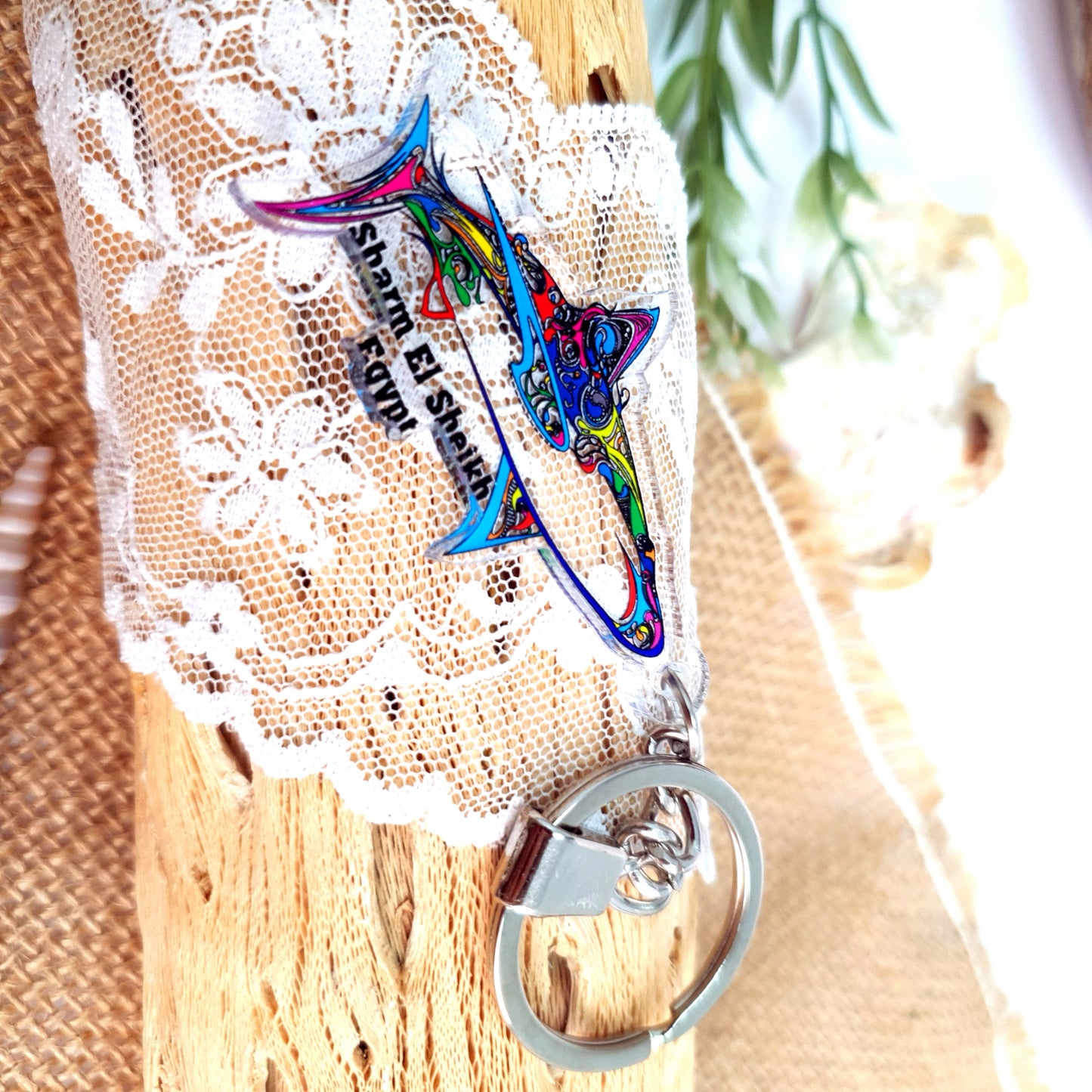 Acrylic Dive Keychain Tribal Shark