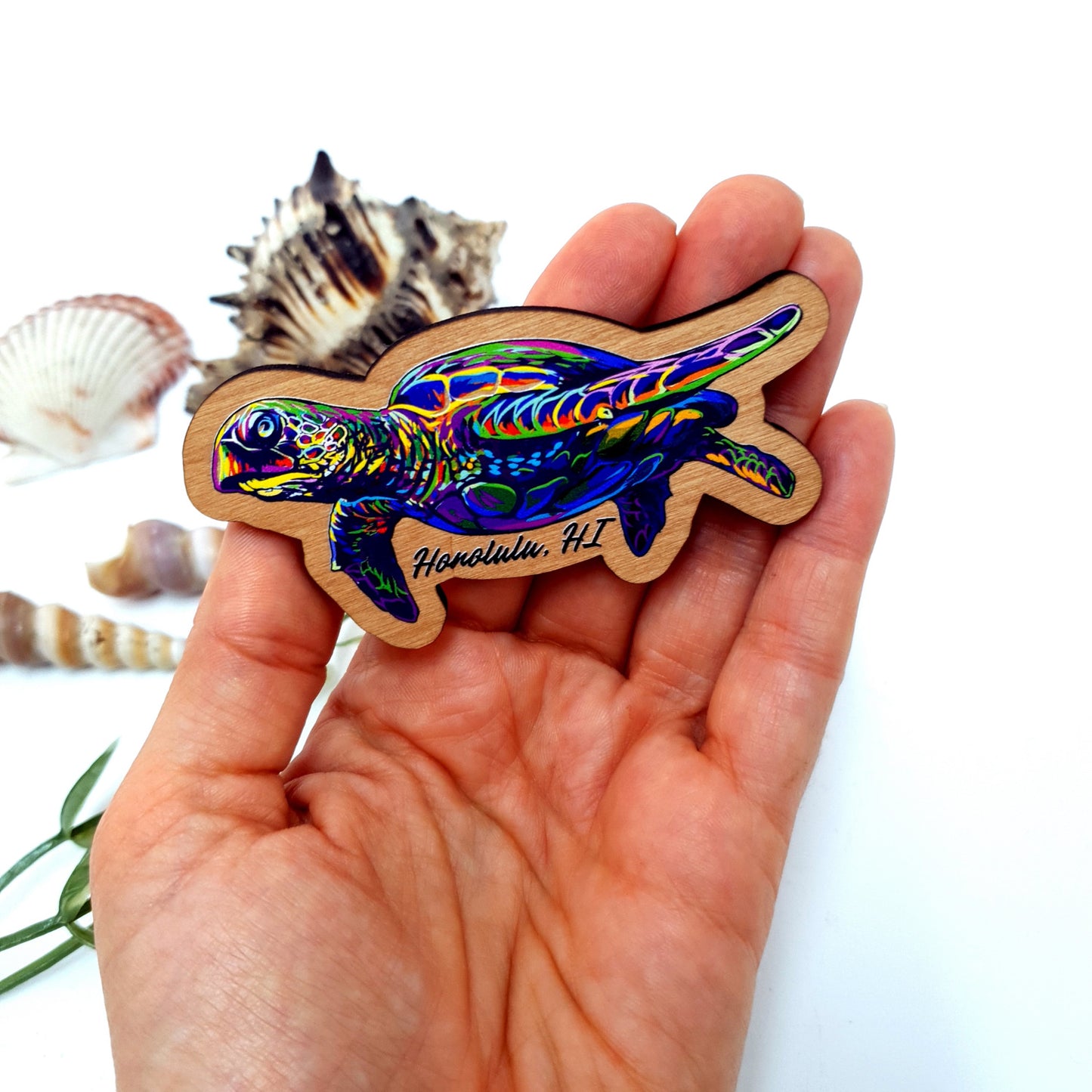 Watercolor Blue Turtle Dive Magnet