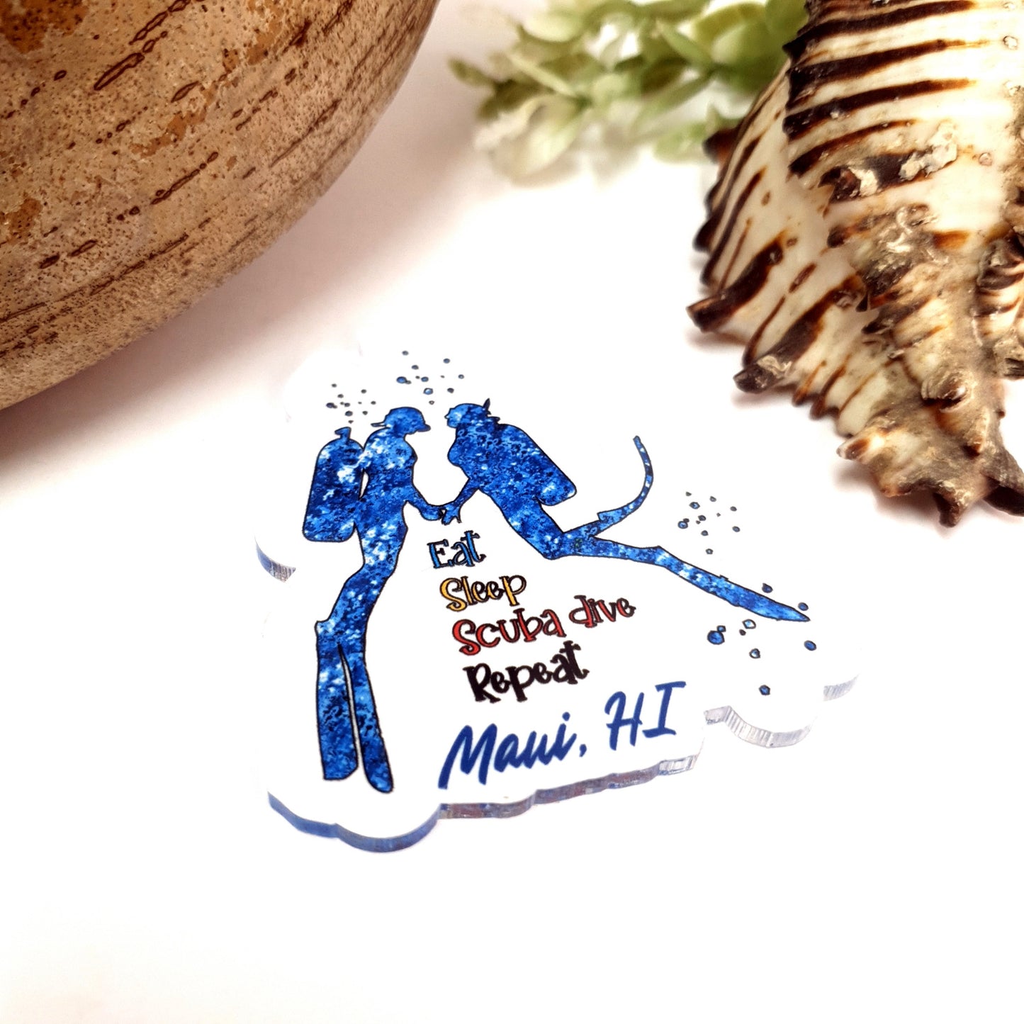 Watercolor Blue Couple Acrylic Fridge Magnet