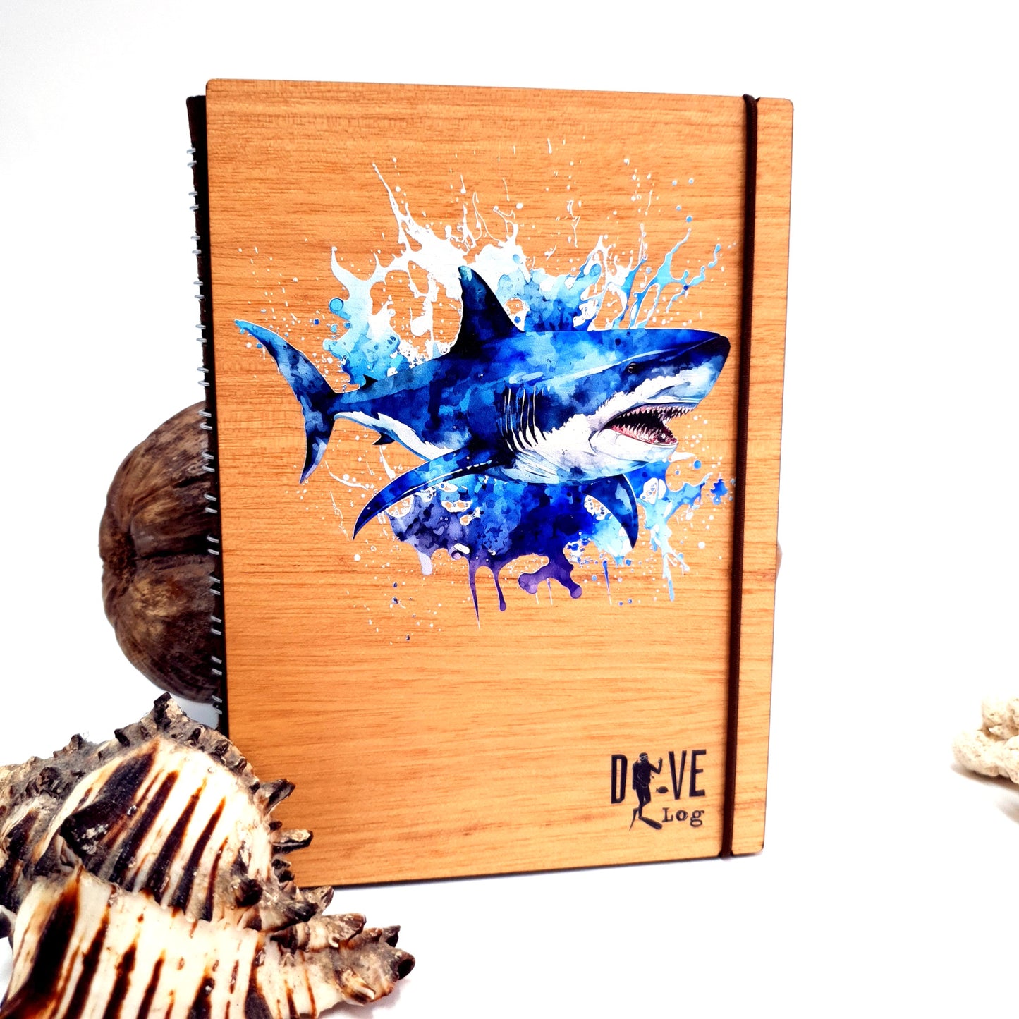 Watercolor Shark Dive Log