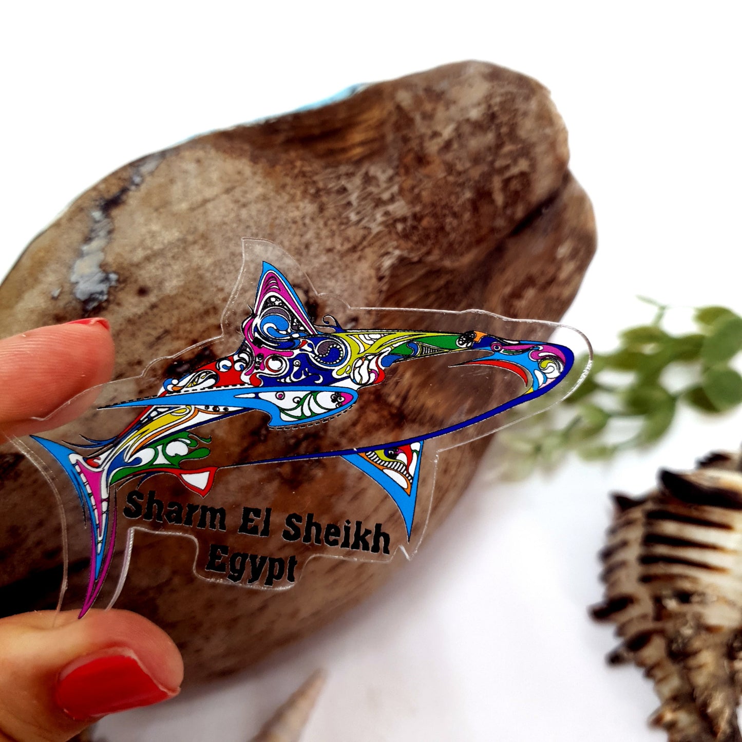 Tribal Shark Dive Acrylic Magnet