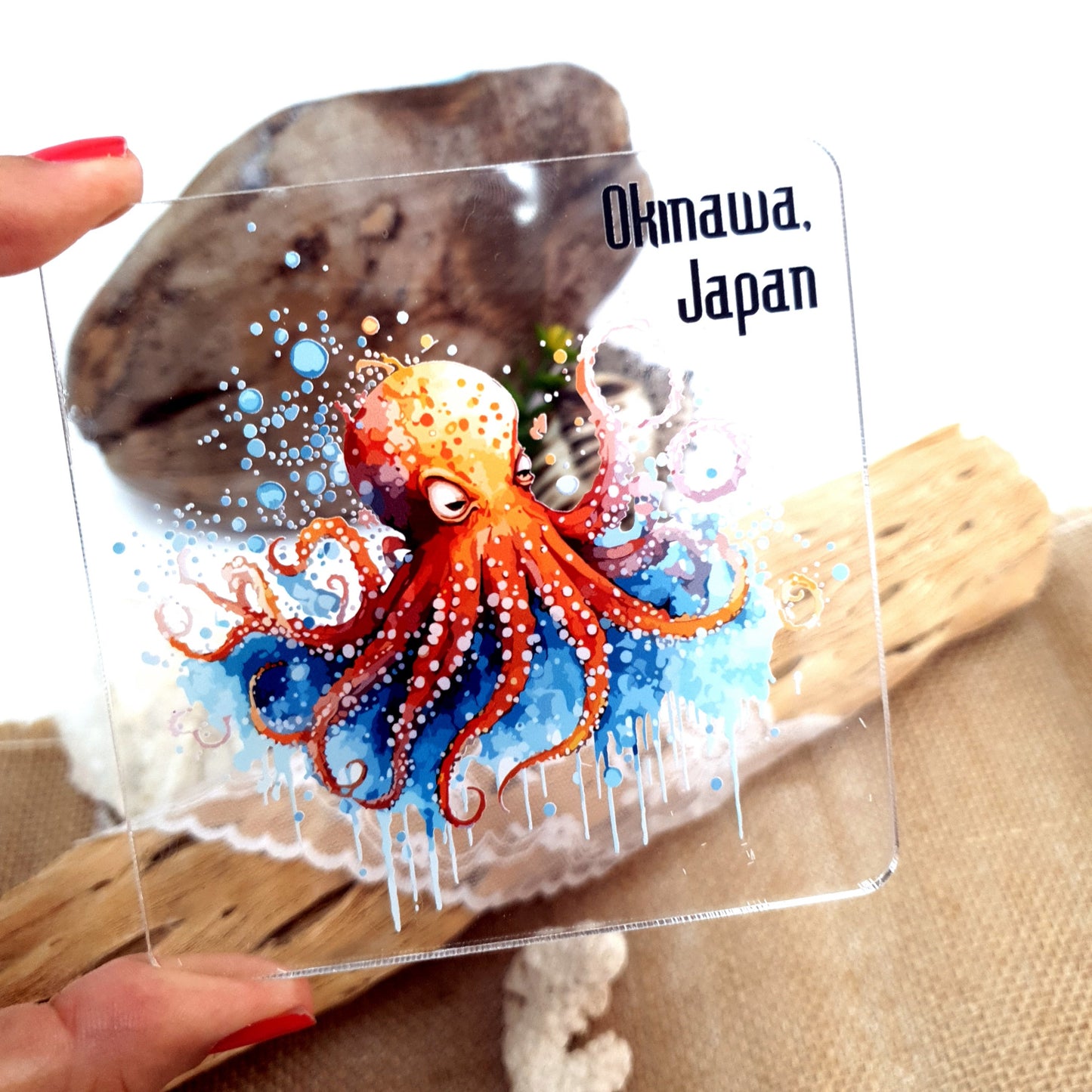 Acrylic Dive Coaster - Watercolor Octopus
