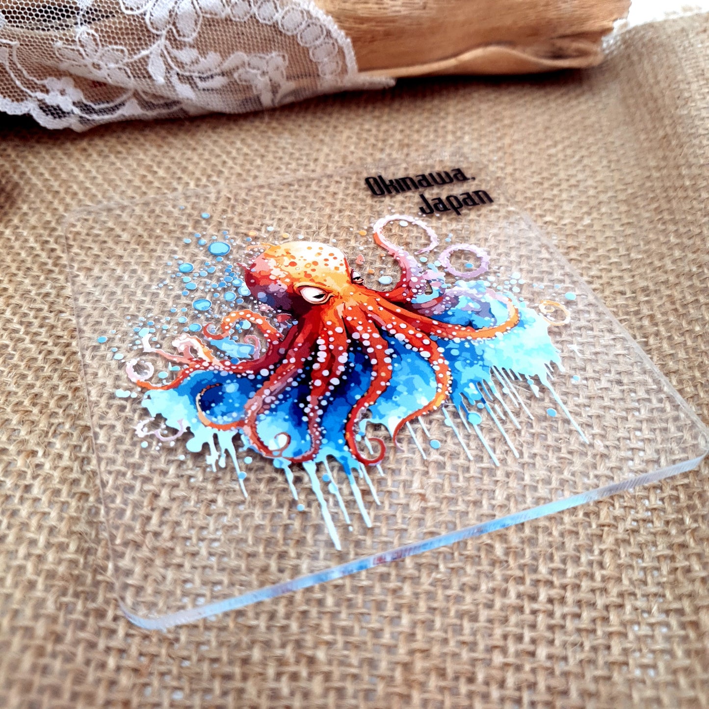 Acrylic Dive Coaster - Watercolor Octopus