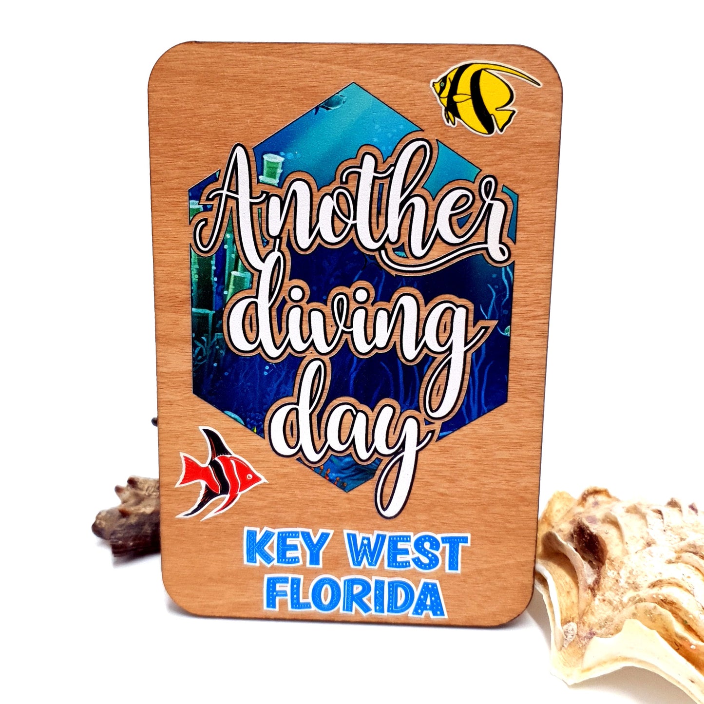 Another Diving Day Wooden Fridge Magnet
