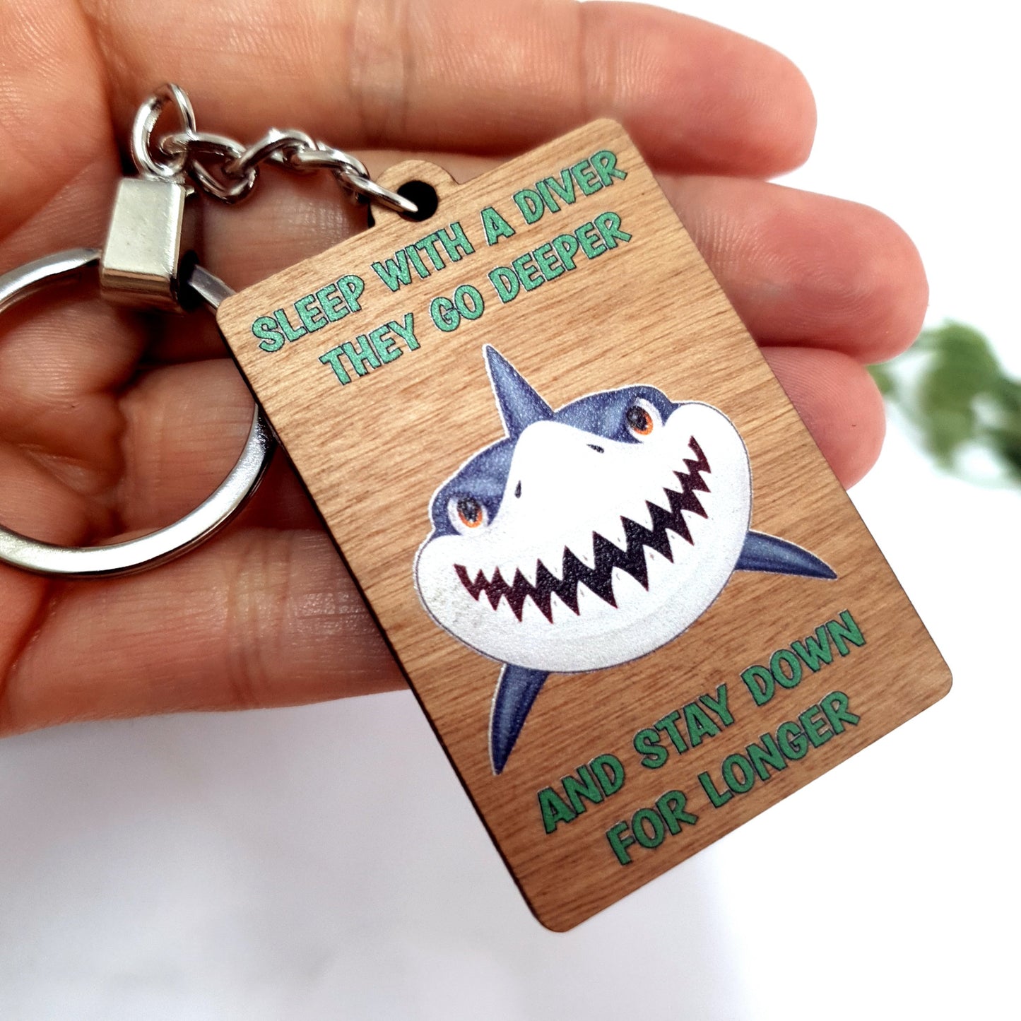 Diver Keychain Wood