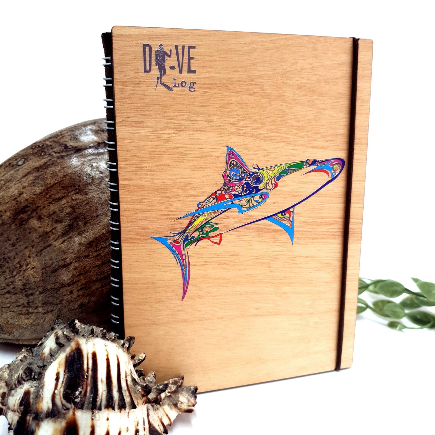 Tribal Shark Wooden Dive Log