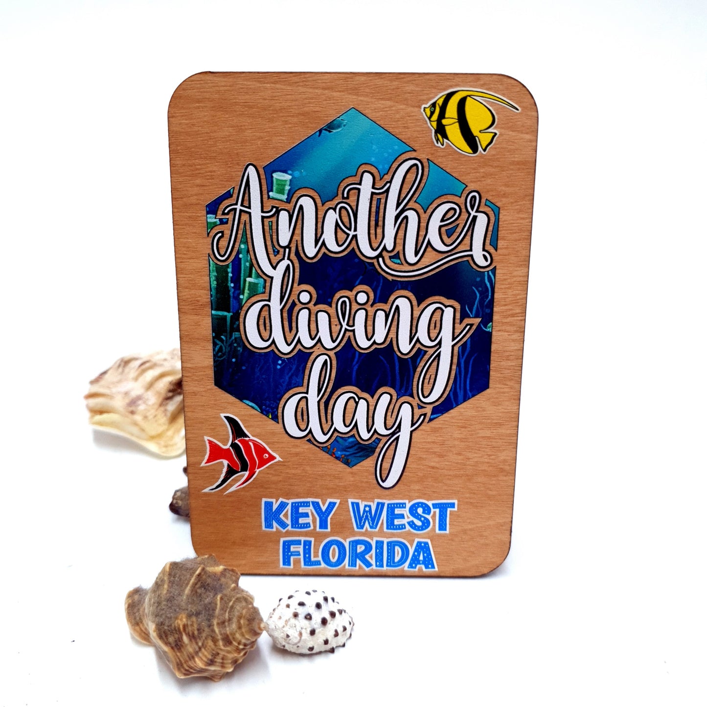 Another Diving Day Wooden Fridge Magnet