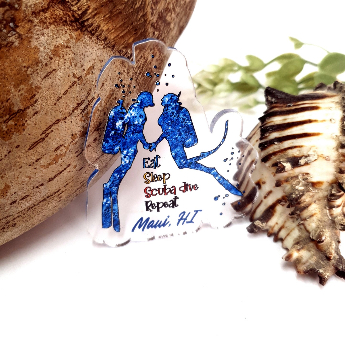Watercolor Blue Couple Acrylic Fridge Magnet