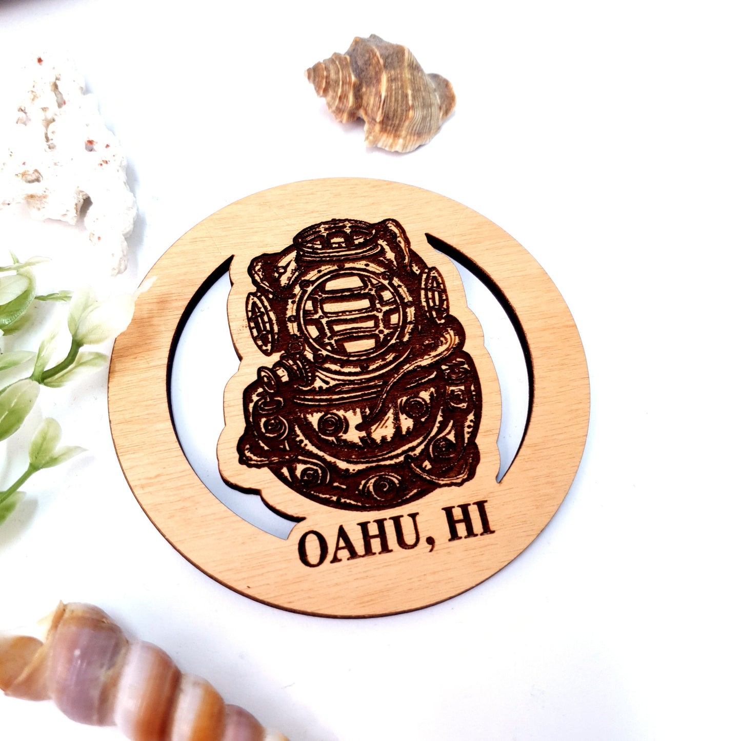Engraved Wooden Dive Coaster