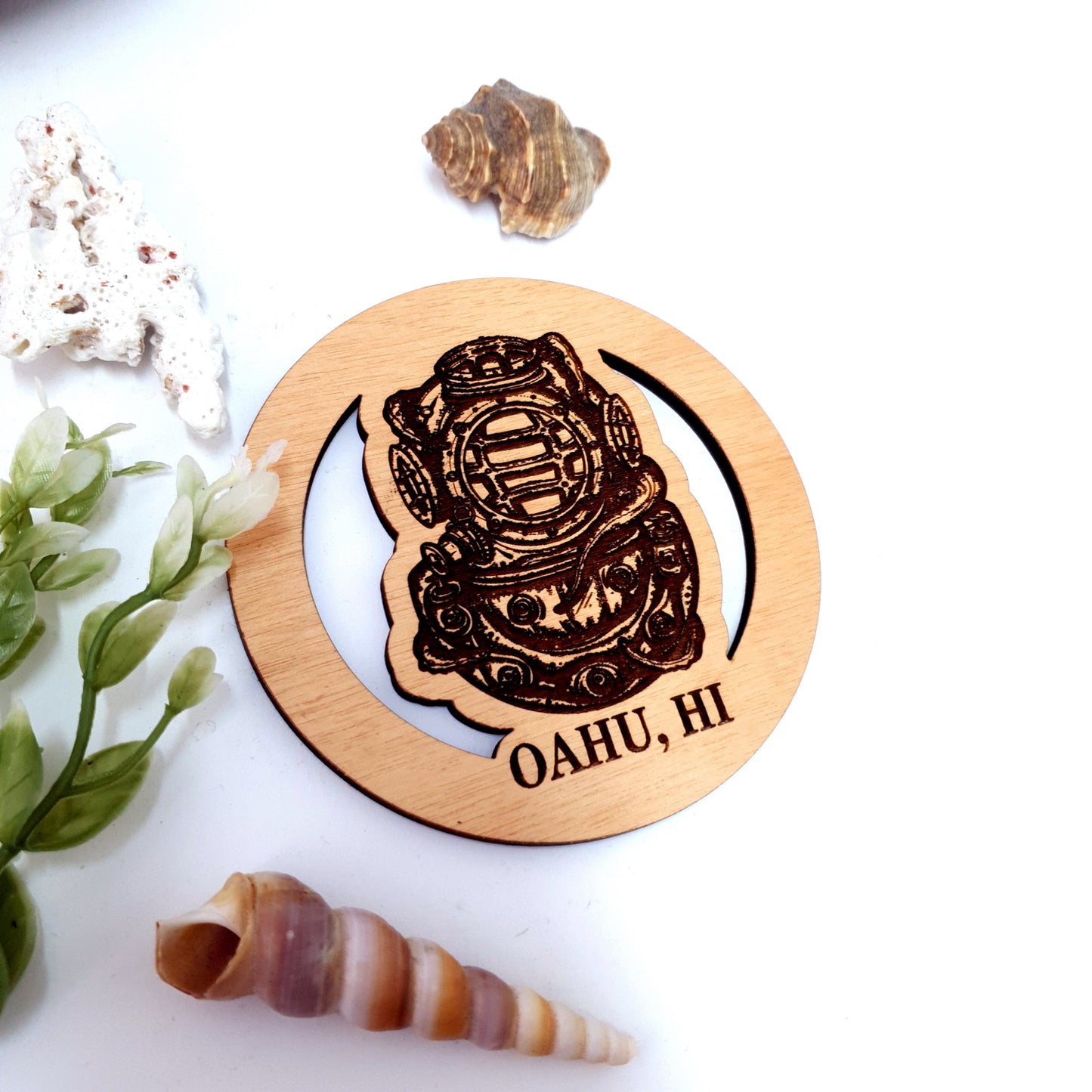 Engraved Wooden Dive Coaster