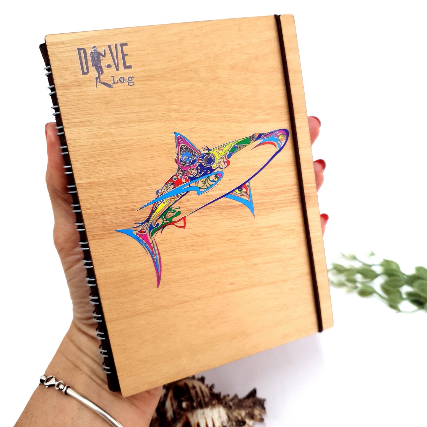 Tribal Shark Wooden Dive Log
