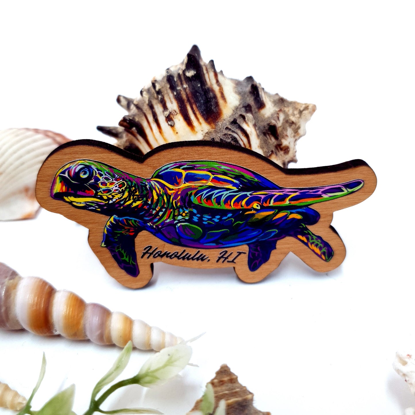 Watercolor Blue Turtle Dive Magnet