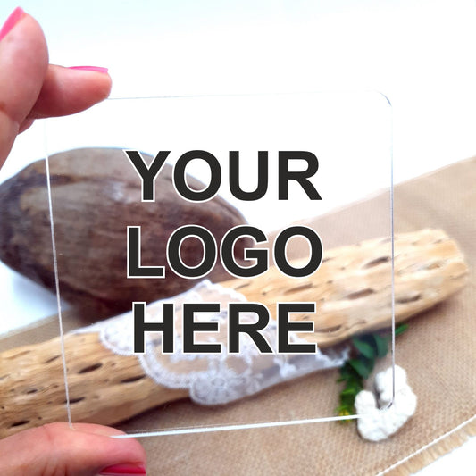 PRINTED ACRYLIC COASTER WITH YOUR LOGO AND WEBSITE