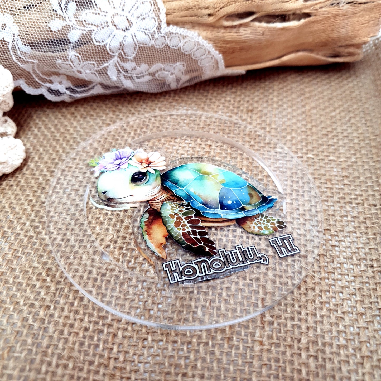 Acrylic Dive Coaster - Cute Turtle