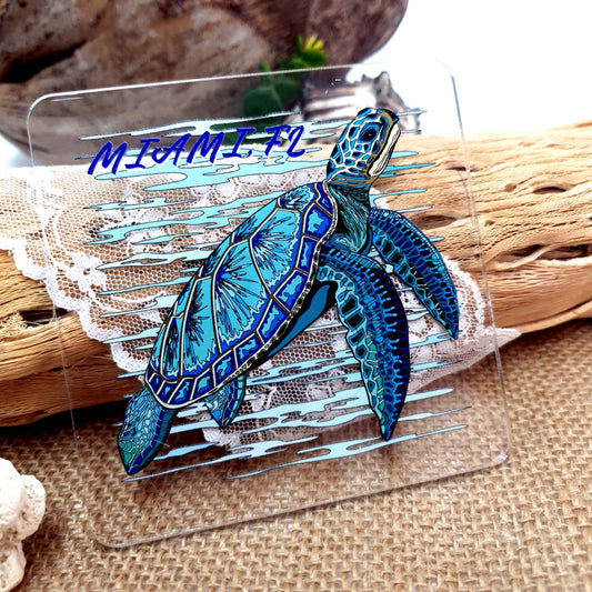 Acrylic Dive Coaster - Blue Turtle