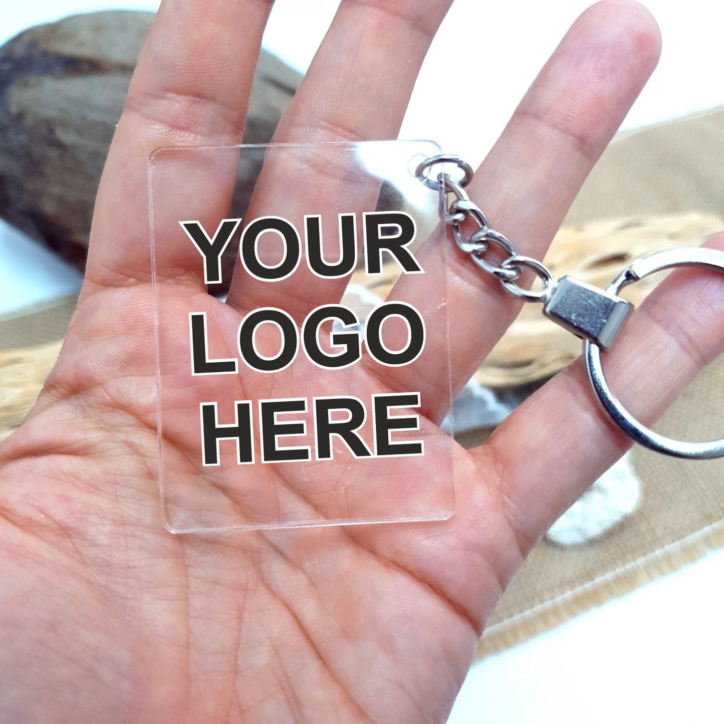 ACRYLIC KEYCHAIN WITH YOUR LOGO AND WEBSITE