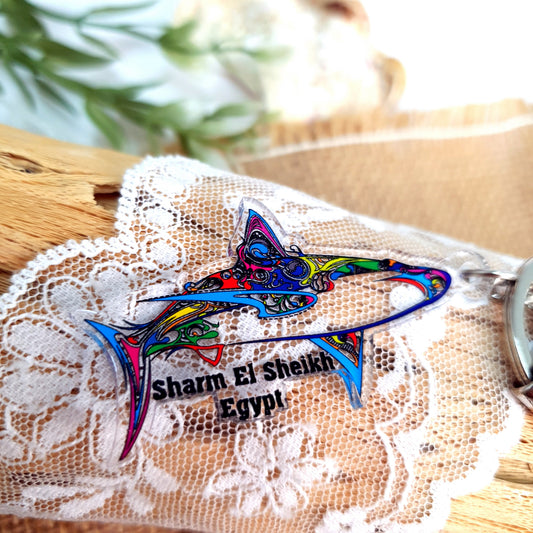 Acrylic Dive Keychain Tribal Shark