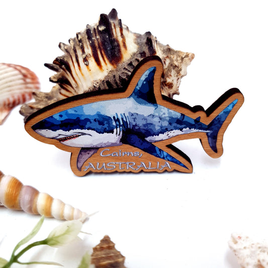 Blue Shark Wooden Fridge Magnet