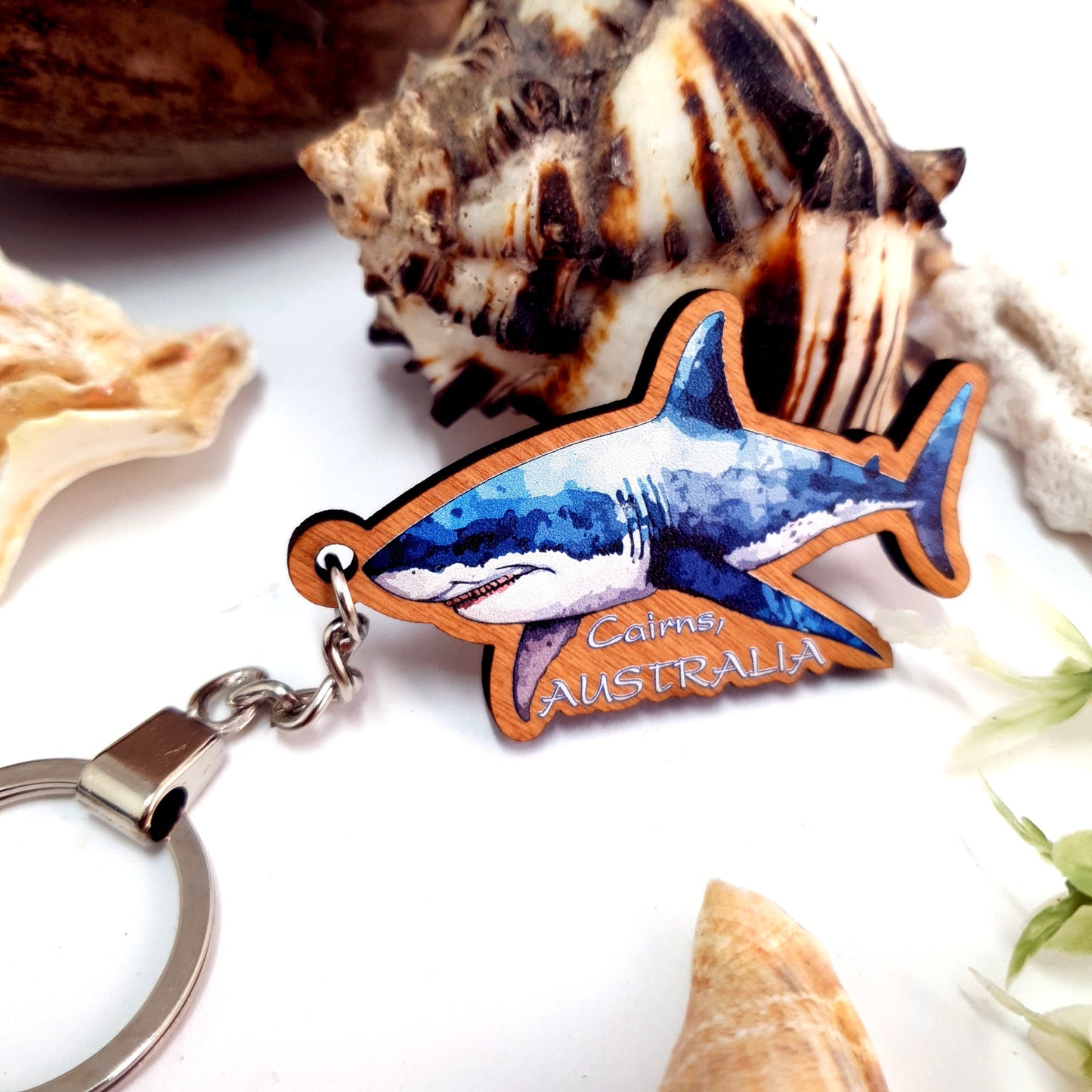 Wooden Dive Keychain Shark