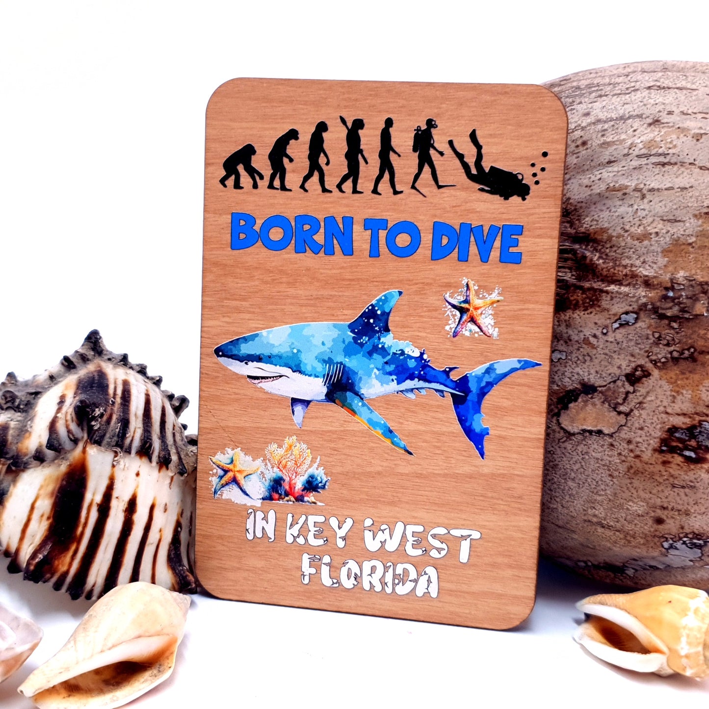 Born to Dive Wooden Magnet