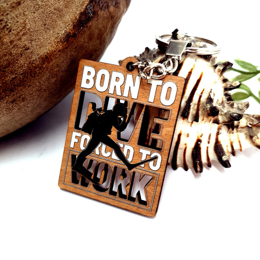 Born to Dive Wooden Keychain