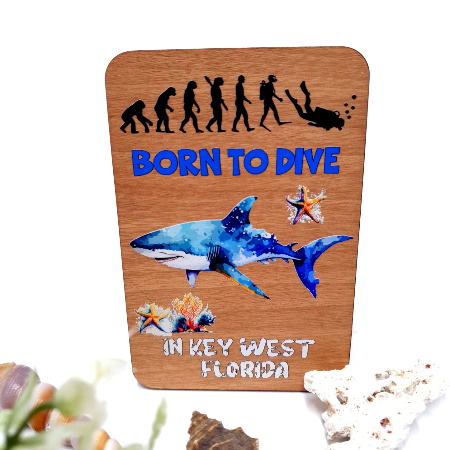 Born to Dive Wooden Magnet