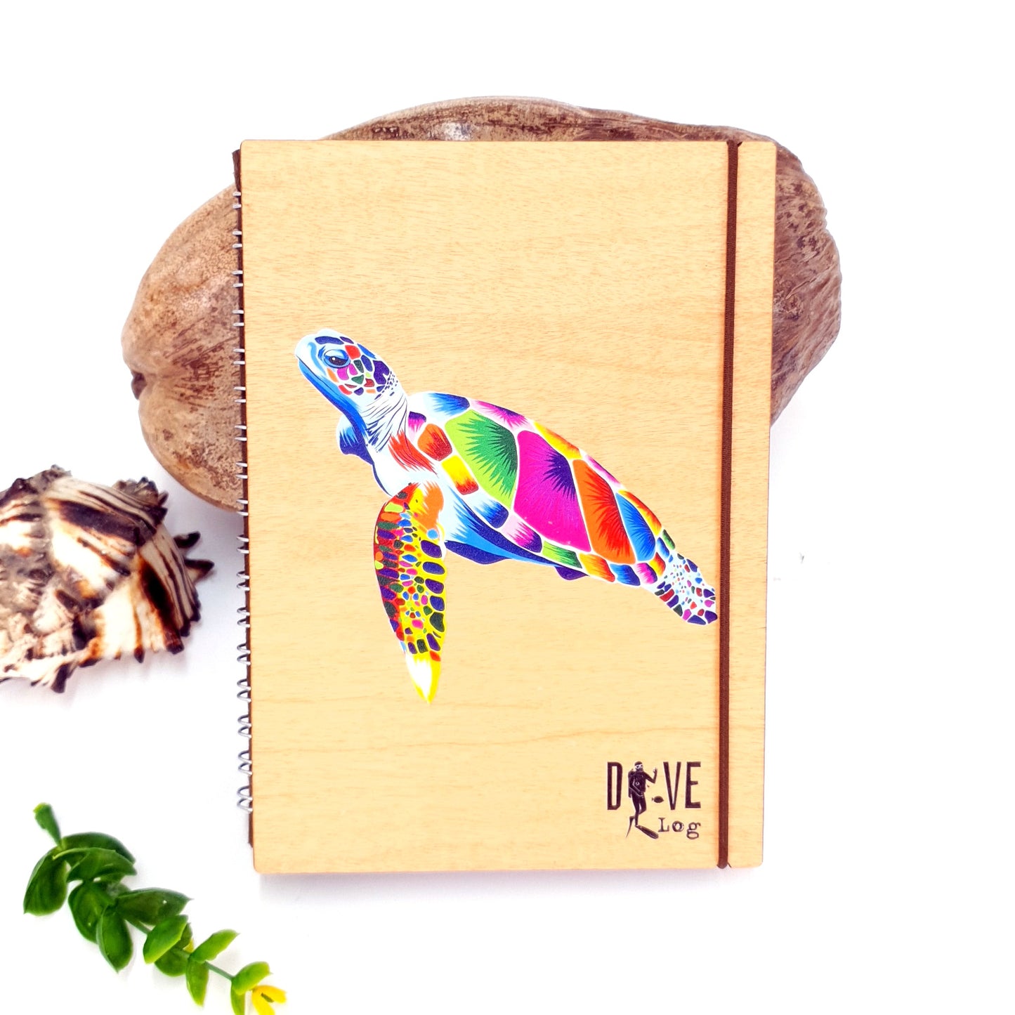 Watercolor Turtle Wooden Dive Log