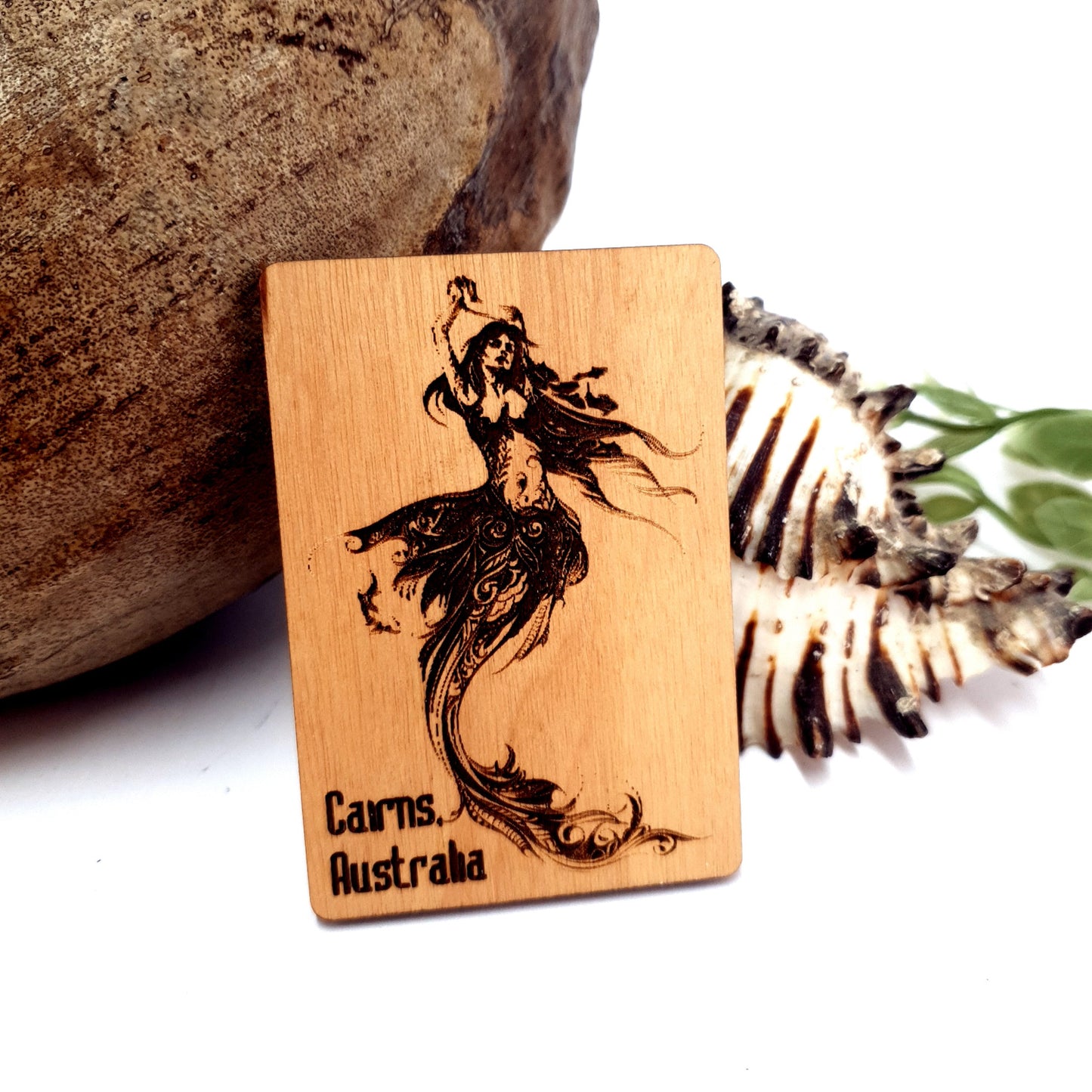 Engraved Mermaid Wooden Fridge Magnet