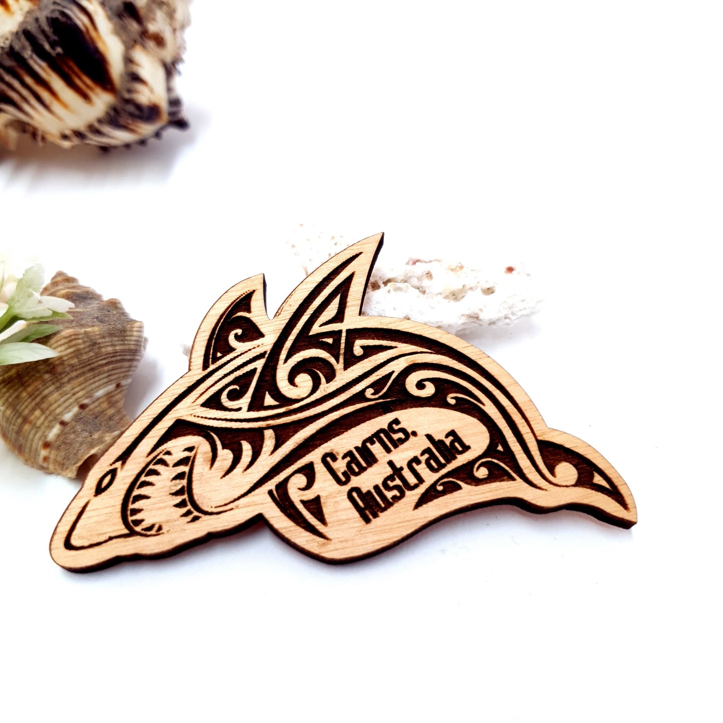 Engraved Shark Wooden Fridge Magnet