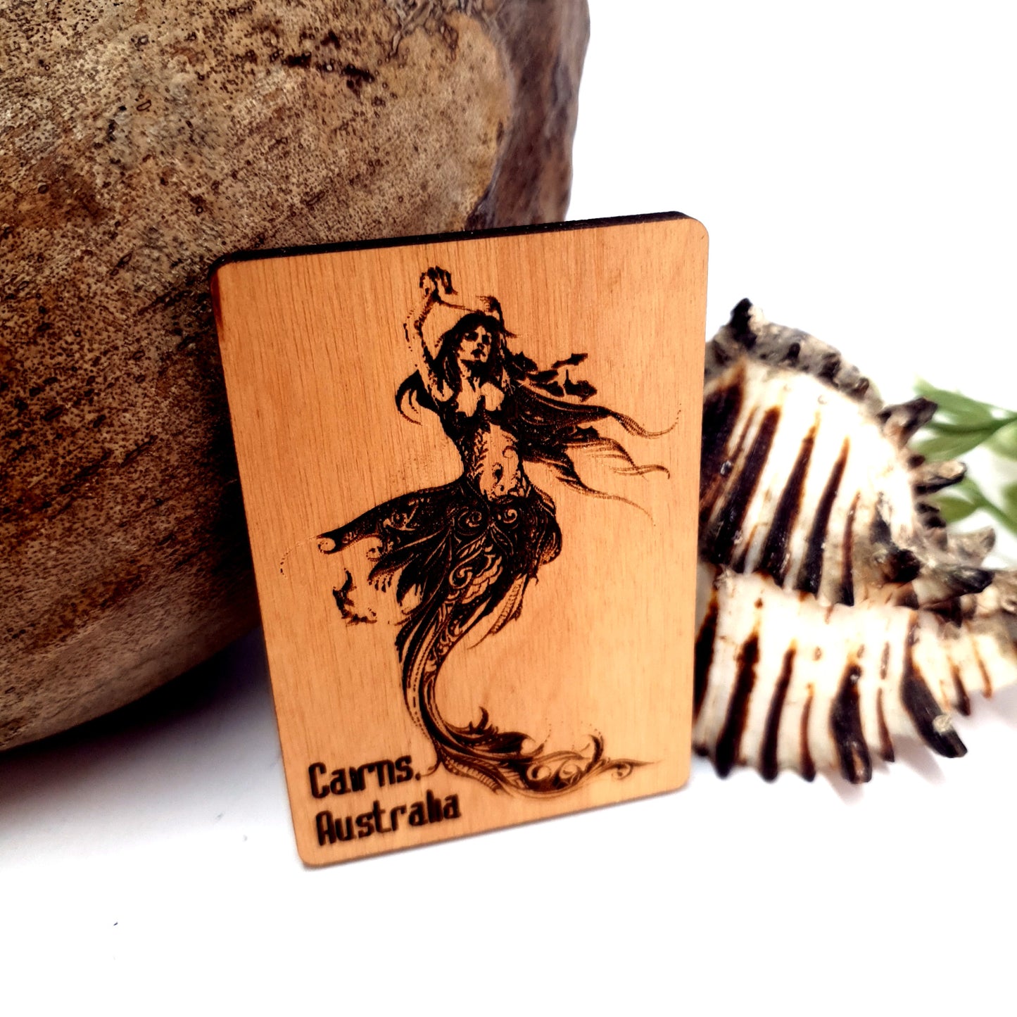 Engraved Mermaid Wooden Fridge Magnet