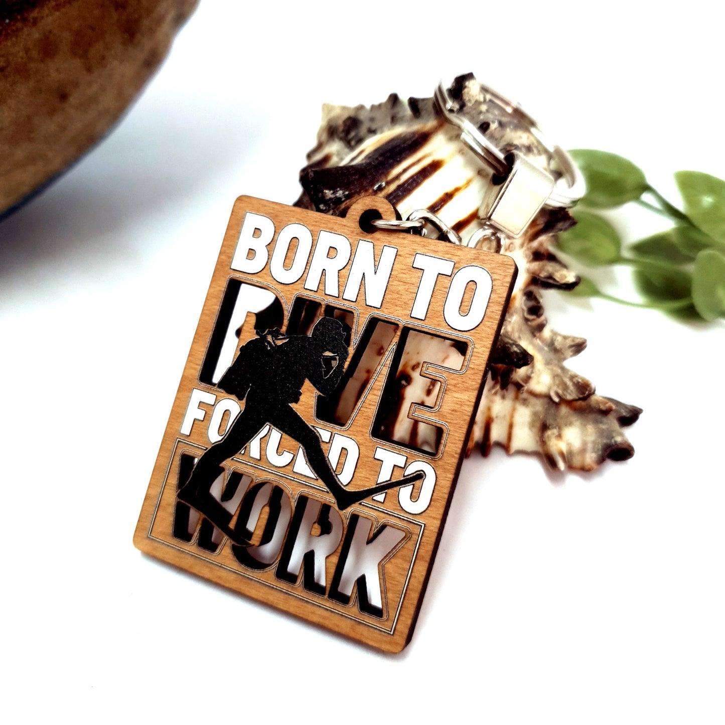 Born to Dive Wooden Keychain