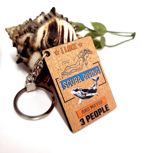 I Like Scuba Wooden Keychain