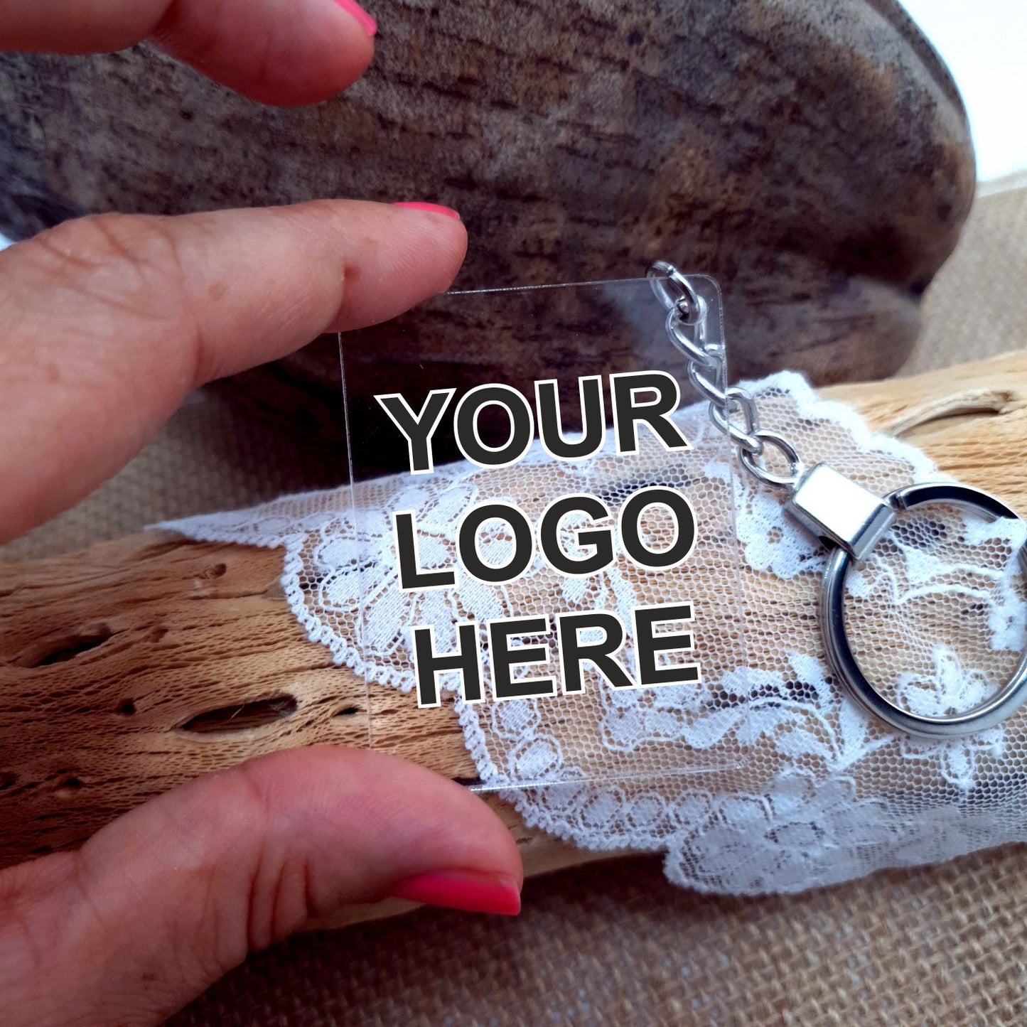 ACRYLIC KEYCHAIN WITH YOUR LOGO AND WEBSITE