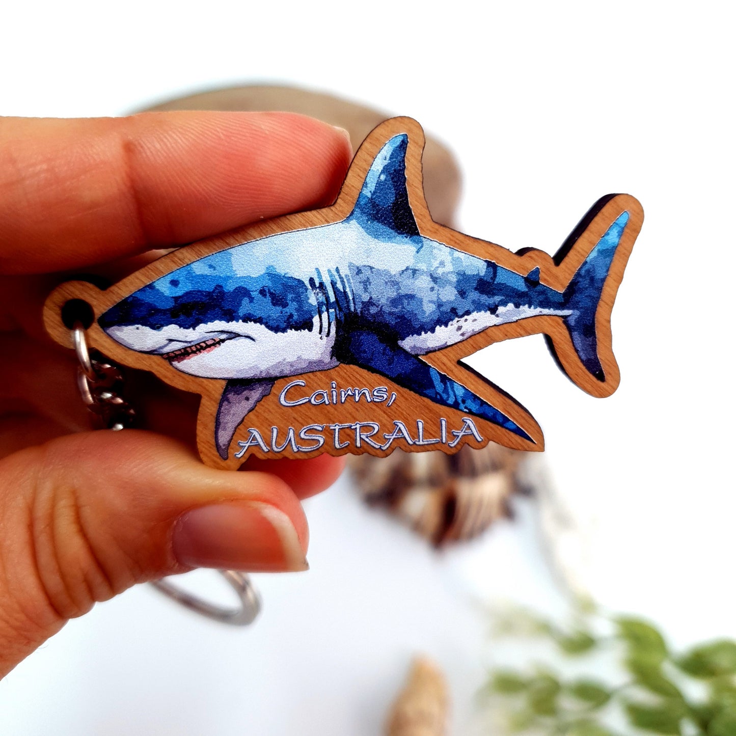 Wooden Dive Keychain Shark