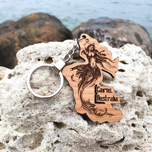 Engraved Wooden Keychain Mermaid