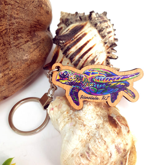 Turtle Keychain Wood