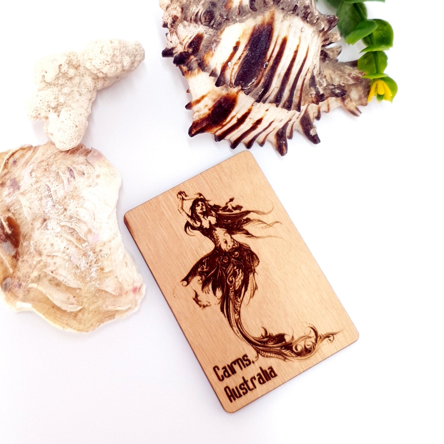 Engraved Mermaid Wooden Fridge Magnet