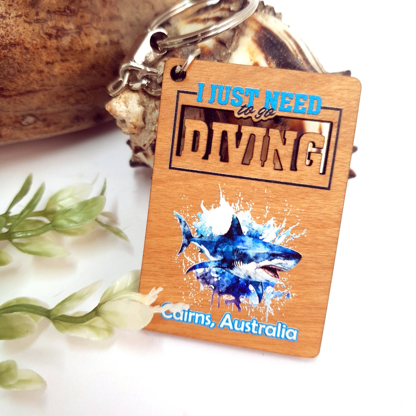 Like Diving Wooden Keychain