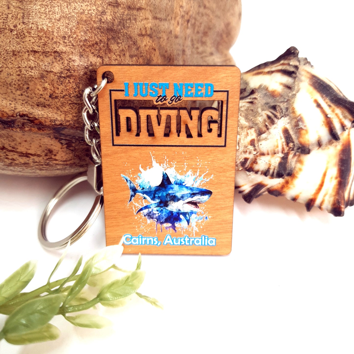 Like Diving Wooden Keychain