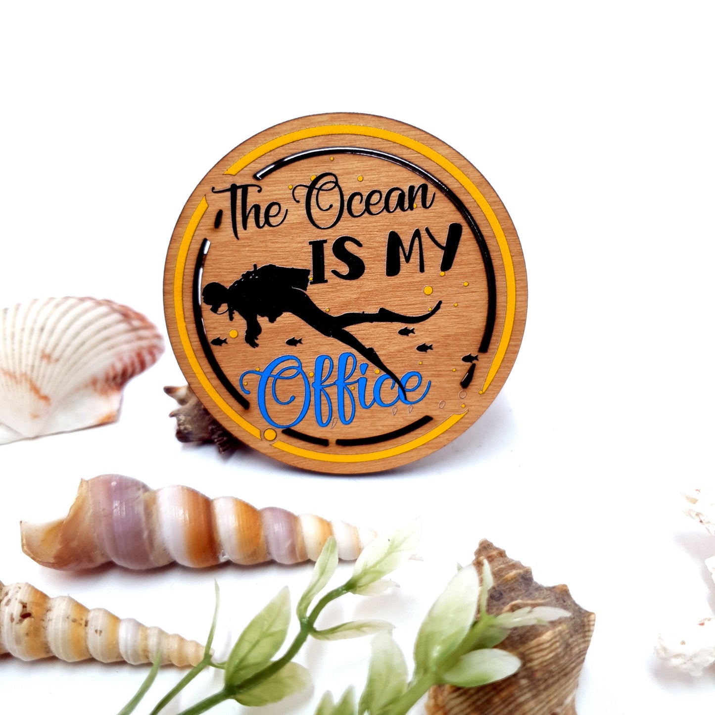 Ocean Office Wooden Fridge Magnet