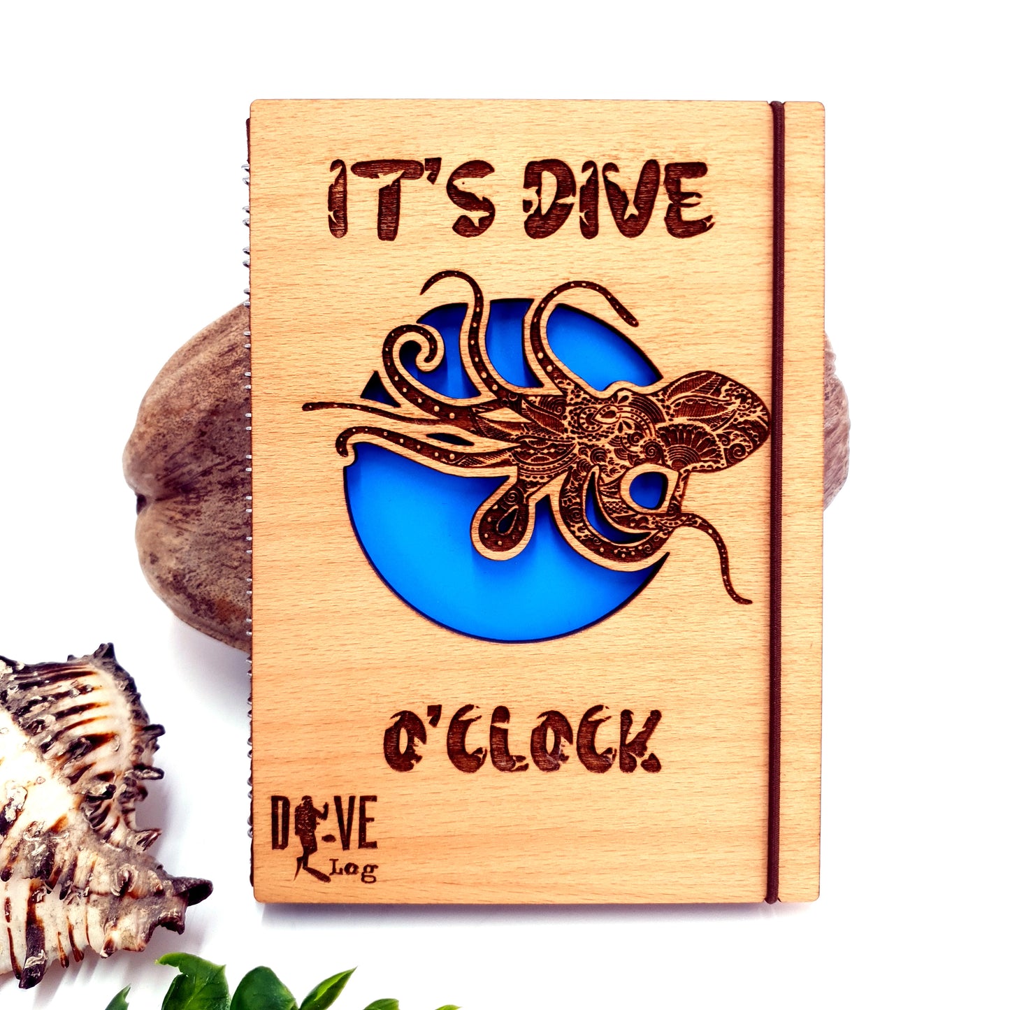 It's Dive O'clock Wooden Dive Log