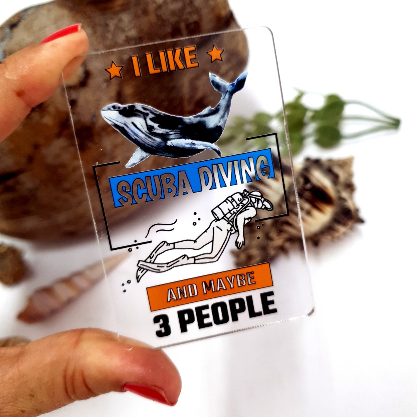 I like Scuba and Three People Acrylic Fridge Magnet