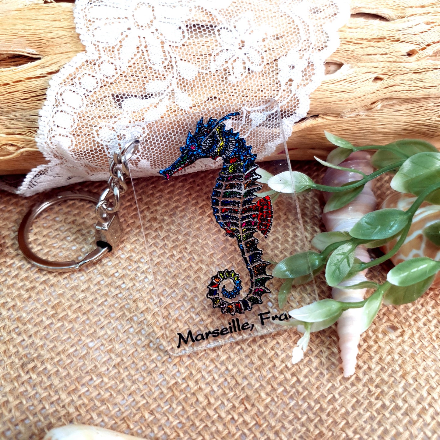 Acrylic Dive Keychain Seahorse