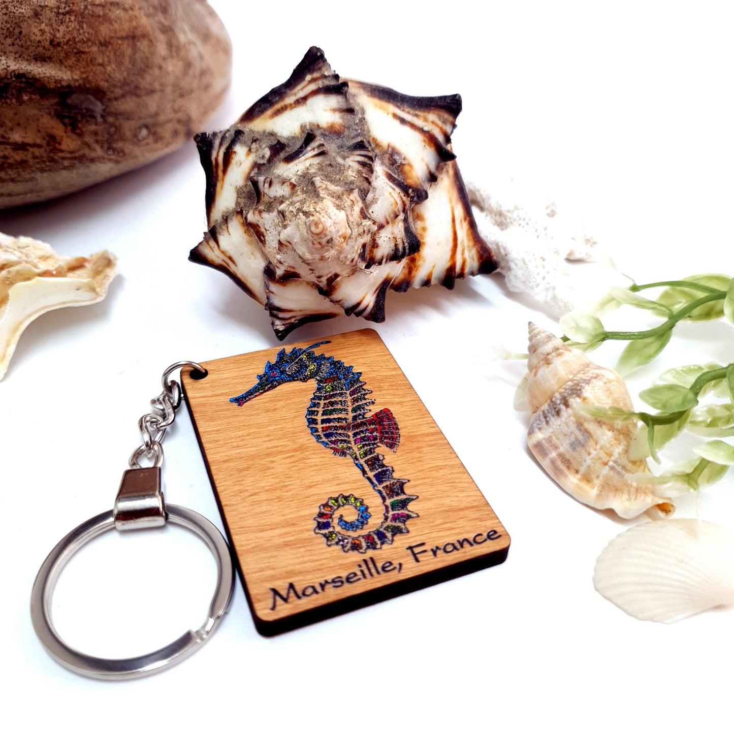 Wooden Dive Keychain Seahorse