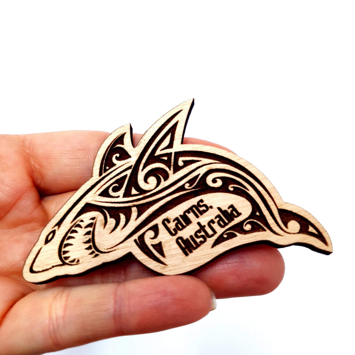 Engraved Shark Wooden Fridge Magnet