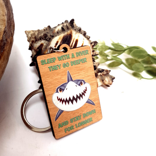 Diver Keychain Wood