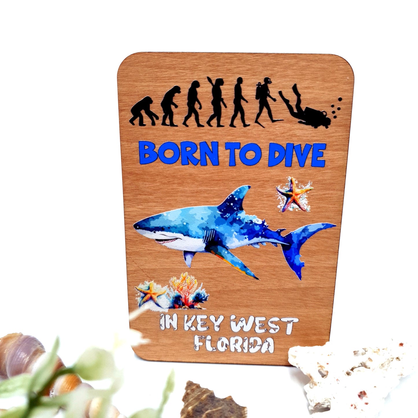 Born to Dive Wooden Magnet